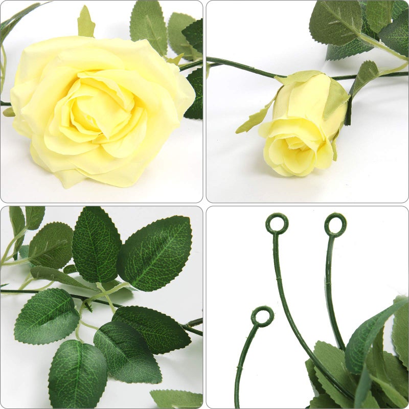 U'Artlines 3 Pack Artificial Yellow Rose Vines Floral Garlands Total 19.5 Ft Fake Vine Silk Flower Garland for Indoor Outdoor Home Wedding Arch Garden Wall Decoration - Image 4